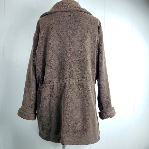Talbots brown fleece coat size large - Picture 2 of 10